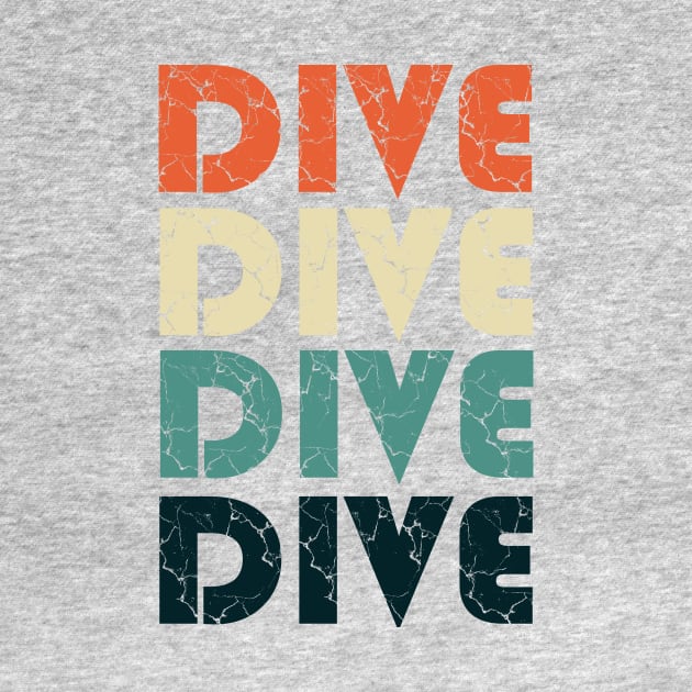 Retro Dive Distressed Diving Springboard Diver Gift T-shirt by Bezra